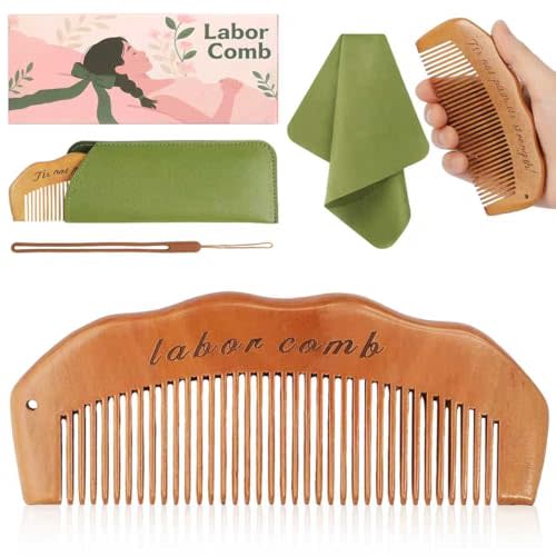 ZZTDSD Birth Comb for Labor Pain, Natural Wooden Labor Combs for Women Pregnancy, pregnancy hospital bag essentials＆Delivery Essentials, Baby Comb ＆ Shower Comb for New Mom Gifts