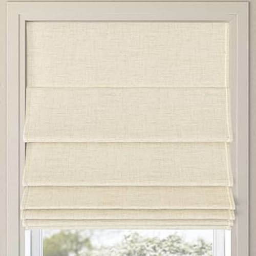 Amazon.com: Sun Zero Seraphina Textured 100% Blackout Cordless Roman Shade, 35" x 64", Taupe : Home & Kitchen