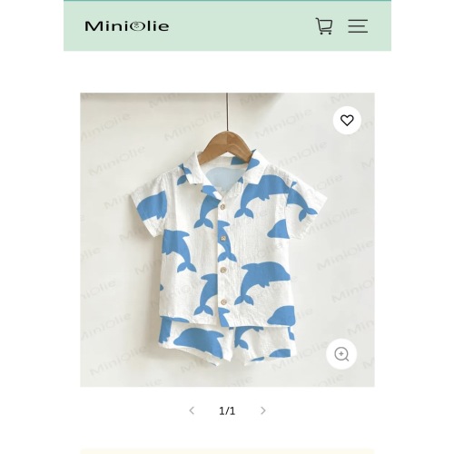 MiniOlie Toddler Boys White Dolphin Shirt and Shorts 2 Piece Set
