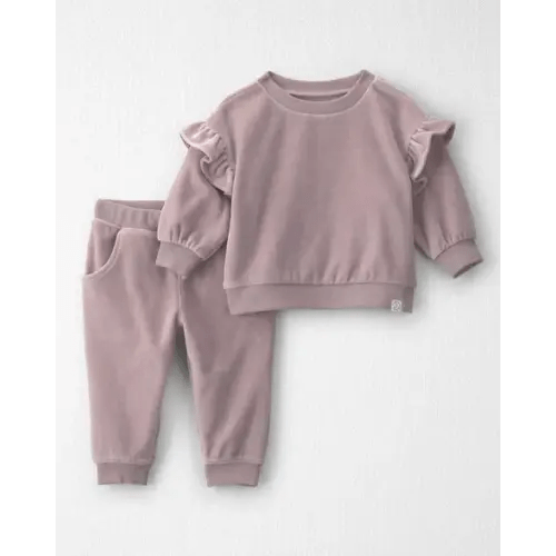 Baby Girl 2-Piece Organic Cotton Velour Top & Pant Set - Little Planet | Carter's