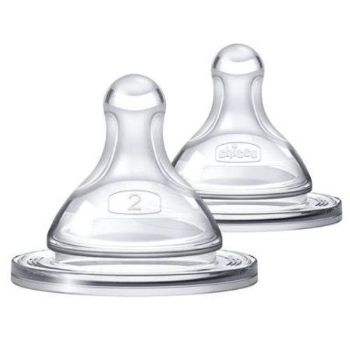 Chicco 2pk Duo Bottle Nipples Stage 2 Medium Flow - 3 Months+: Silicone, BPA-Free, Lead-Free, Phthalate-Free