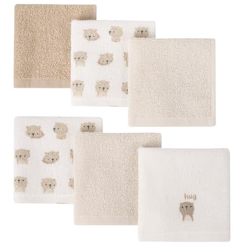 BEBE FAVOUR 6 Pack Baby Washcloths 100% Cotton Terry Soft and Absorbent Wash Cloths for Face Hand Body Burp Rag Wipes Essentials for Newborns Infants Toddlers Boys Girls