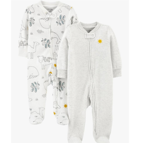 Simple Joys by Carter's unisex-baby 2-way Zip Thermal Footed Sleep and Play, Pack of 2