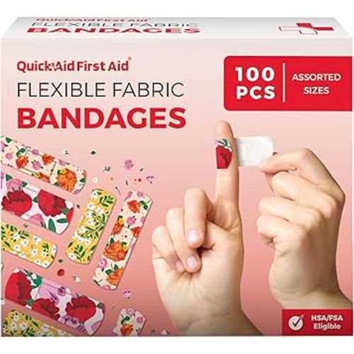 Flower Bandages, Bandages Variety Pack 100 Count, Fun Designs for Kids Adults, Gentle Adhesion Soft Breathable, Latex Free, Use for Minor Cuts Scrapes, First Aid Supplies