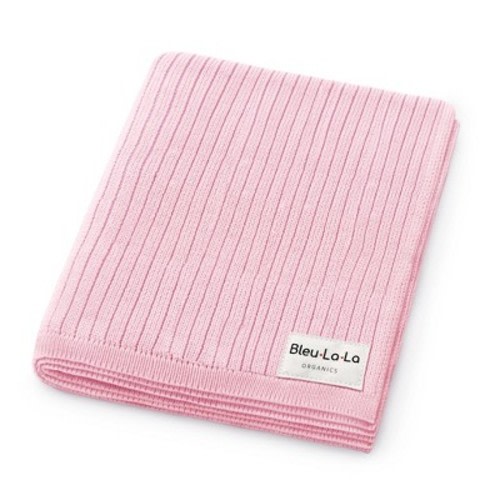 Bleu La La 100% Luxury Organic Cotton Ribbed Baby Swaddle Blanket for Newborn and Infant Boys and Girls - Petal Pink