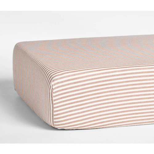 Supersoft Brulee Brown Striped 100% Organic Cotton Gauze Baby Crib Fitted Sheet