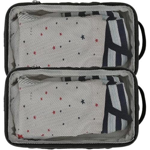 MOMIGO Baby Diaper Bag Organizer Pouches - 2 Pack Waterproof Pod Hanging Diaper Bag Mesh Bag Reusable, Washable or Baby Cloth Diapers (Black)