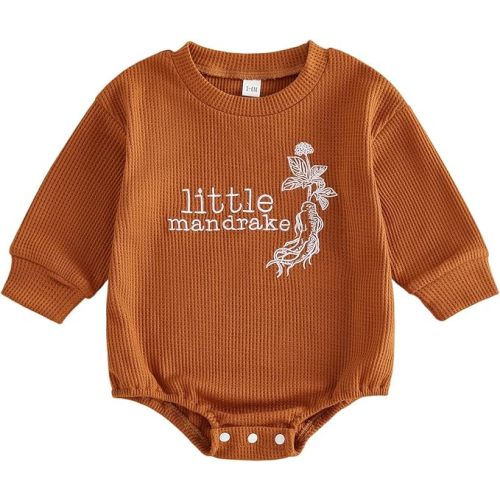 Unisex Baby Boy Girl Fall Outfit Little Mandrake Bodysuit Long Sleeve Bubble Romper Magic Baby Outfit