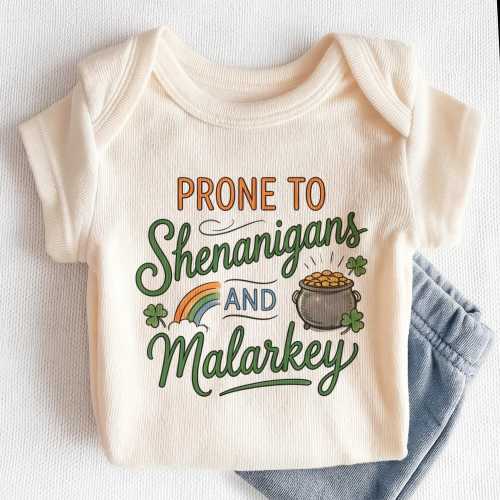 Prone To Shenanigans And Malarkey Baby Onesies® - Funny St Patricks Day Bodysuit