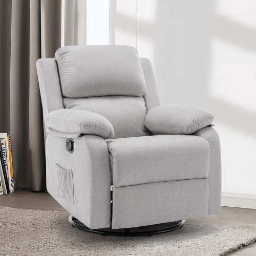 Korser Swivel Rocker Small Recliner Chair for Small Spaces for Living Room,Nursery,Light Grey