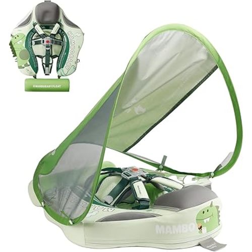 Mambobaby Float Deluxe Baby Pool Float: Safe & Comfortable Swim Trainer for Infants & Toddlers, Non-Inflatable Design, UV Protection Canopy, Fun Water Experience for Ages 3-24 Months