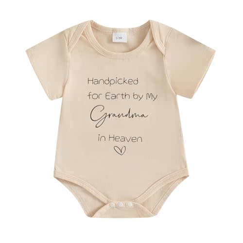 Baby Handpicked for Earth Pregnancy Announcement Romper for Family | Forever Protected By My Grandma In Heaven, Sentimental New Baby Bodysuit, Grandmother Baby Romper, New Baby Reveal Idea