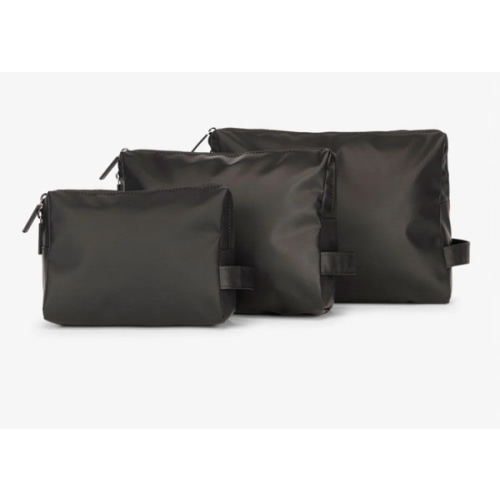 Water Resistant Zip Pouch Set (3 Pieces) - BLACK