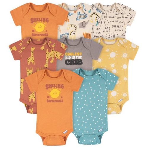 Onesies Brand Baby Neutral 8-Pack Short Sleeve Onesies Bodysuits, Hello Naptime, 0-3 Months