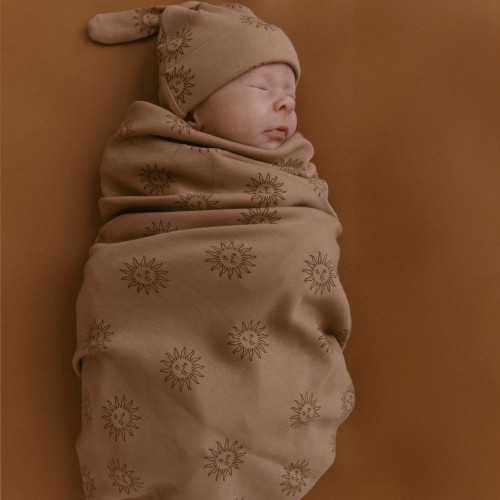 Organic Swaddle Blanket & Hat Set - Sun