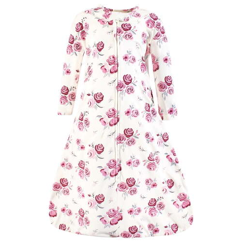 Hudson Baby Infant Girl Long Sleeve Cotton Jersey Sleeping Bag, Rose, 12-18 Months