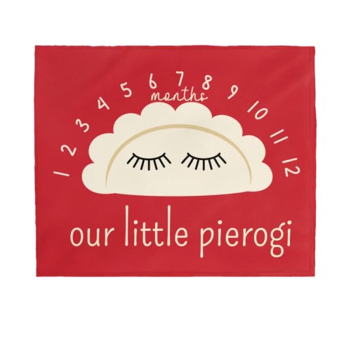 Pierogi Baby Milestone Blanket: Polish Pride Velveteen Plush