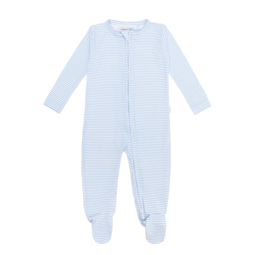 baby powder blue stripe pima footie
