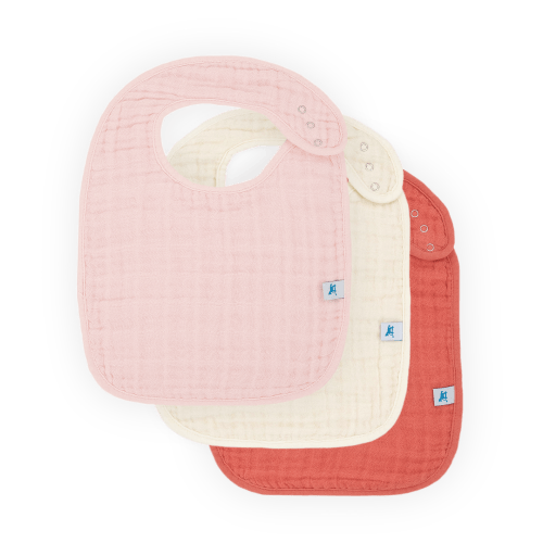 Cotton Muslin Classic Bib 3 Pack - Light Pink