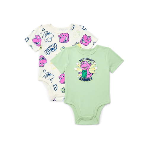 Barney Baby Boys or Girls Graphic One-Piece Bodysuits, 2-Pack, Sizes 0/3M-24M