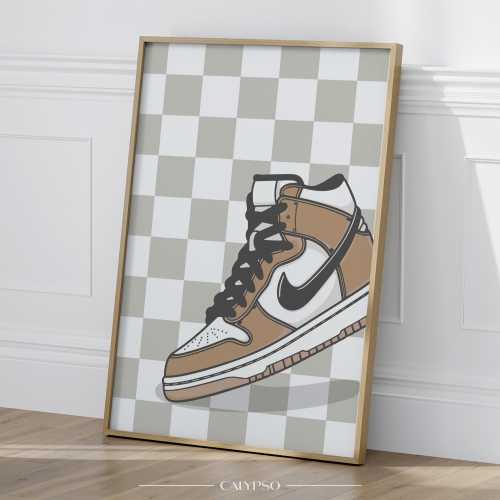 Sneakers Wall Art for Kids – Sporty Poster for Boy’s Room – Soft tones Basketball Shoes Print – Cool Gift for Child or Teen