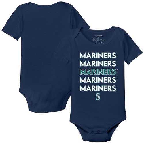 Infant Seattle Mariners Tiny Turnip Navy Stacked Bodysuit