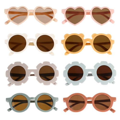 Lindbes 8 Pairs Sunglasses for Kids Cute Round Sunglasses Sunflower Glasses Outdoor Beach UV Protection Colorful Kids Fashion Sunglasses Flexible Frame for Toddler Girls Boys Beach Pa