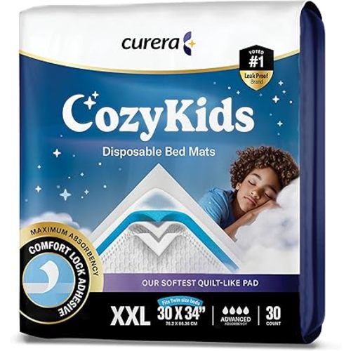 CozyKids® Disposable Bedwetting Bed Pads for Kids 30”x 34” Super Absorbent Potty Training Pee Pads for Children - XXL Bed Wetting Mats for Good Nights [30-Pack] Chucks for Kids & Toddlers