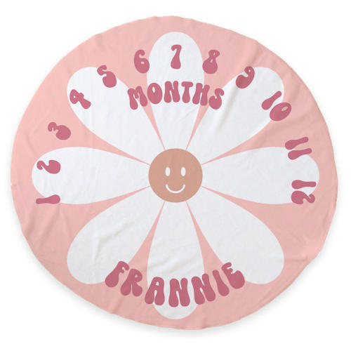 Personalized Round Milestone Blanket | Smiley Daisy