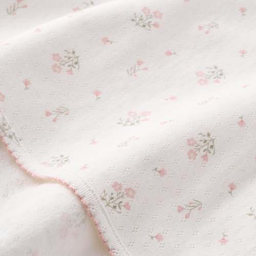 Folklore Floral Print Organic Cotton Pointelle Baby Blanket – Elegant Baby