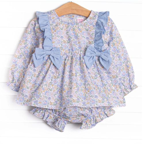 Poppy Fields Bow Diaper Set, Blue – Stitchy Fish
