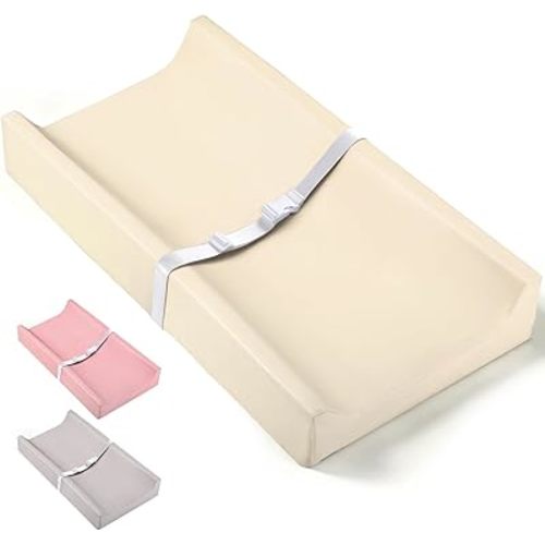 Mallify Baby Changing Pad, Waterproof & Wipeable Vegan Leather Diaper Changing Mat, Thick Soft & Non-Slip Changing Pad for Dresser, Changing Table, Beige