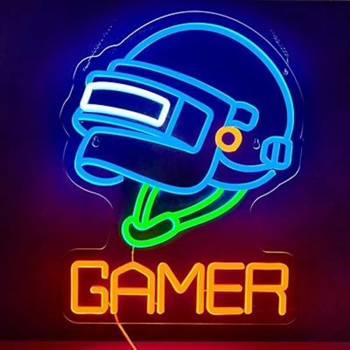 Gamer Neon Sign Chicken Dinner Neon Sign for Wall Decor Level-3 Helmet USB Dimmable LED Neon Lights for Boys Girls Room Gameroom Holiday Birthday Christmas Gift