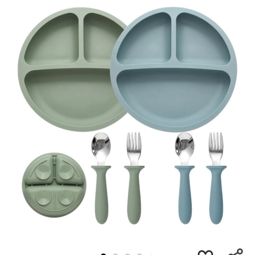 Amazon.com: Eascrozn Baby Feeding Set, 2 Pack Silicone Divided Suction Plates for Baby, 2 Pack Spoons and Forks Set, BPA Free, Baby Led Weaning Supplies for Toddler Utensils : Baby