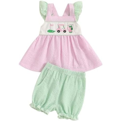Toddler Baby Girl Halloween Outfit Infant Pumpkin Face Top Dress Shorts Set Sleeveless Tank Shirt Suit Fall Clothes
