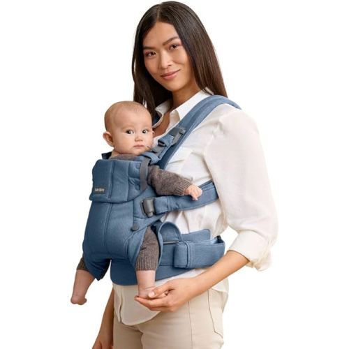 BabyBjörn Baby Carrier Harmony, Woven mélange, Blue | 3-in-1 Ergonomic Baby Carrier; Newborn, Facing-in, Outward-Facing, and Back Carrying Positions Supported (7-40 lbs), Newborn to Toddler