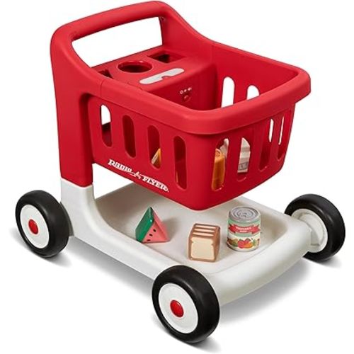Radio Flyer Scan & Sort Shopping Cart with Lights & Sounds, Baby Walker with Wheels, Red Shopping Cart for Kids Ages 1+