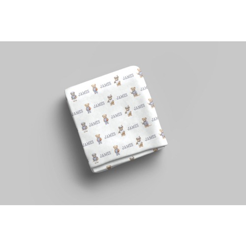 Vintage Sports Nursery Teddy Bear Blanket, Custom Baby Name Blanket, Baseball Football Basketball Hockey Baby Blanket, Sports Nursery Decor