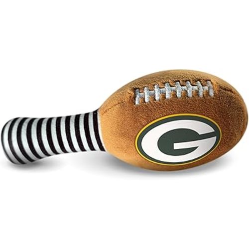 Green Bay Packers Plush Football Rattle by Smilo - Officially Licensed NFL Baby Rattle Toy - Soft Baby Rattle with Bell - for Babies and Toddlers from 3 Months