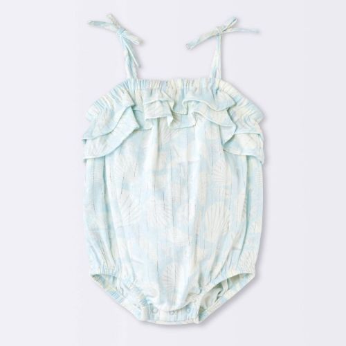 Baby Girls' Sea Shell Ruffle Bubble Romper - Cloud Island™ Blue 3-6M