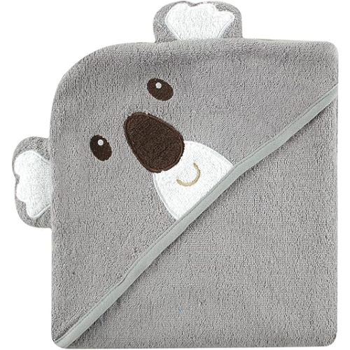 Luvable Friends Unisex Baby Cotton Animal Face Hooded Towel, Koala, One Size