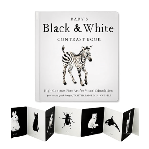 Baby's Black and White Contrast Book: High-Contrast Art for Visual Stimulation at Tummy Time (Tabitha Paige Children's Book Series)