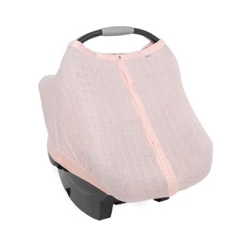 Little Unicorn Baby Car Seat Canopy | Soft & Breathable Muslin Fabric | Magnetic Closure Cover & Universal Fit | for Protection & Privacy | Nursing Cover (Light Pink)