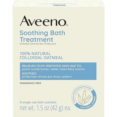 Aveeno Soothing Treatment, Colloidal Oatmeal, Bath Soak Bath Packets, 8 ct.