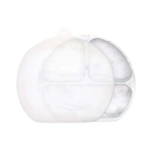 Safe & Stylish Silicone Divided Plate with Lid in Marble | Bumkins