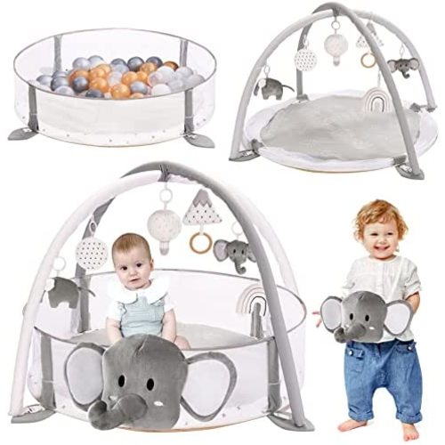 5-in-1 XL Large Baby Activity Gym 40"x 40" & Ball Pit - Combination Baby Activity Gym and Ball Pit for Sensory Exploration and Motor Skill Development, for Newborns, Babies,Toddlers Not Included Ball