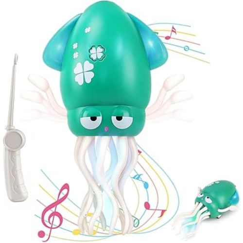 YRIOWMI Dancing Octopus Baby Toy, Tummy Time Toys, Rechargeable Crawling Squid with Music and Light, Electric Interactive Octopus Toy for Birthday for 1 2 3 4 5 6 Year Old Boys Girls (Green)