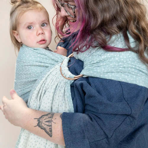 Fizz Light Blue Ring Sling | Linen & Cotton Baby Carrier | hope&plum