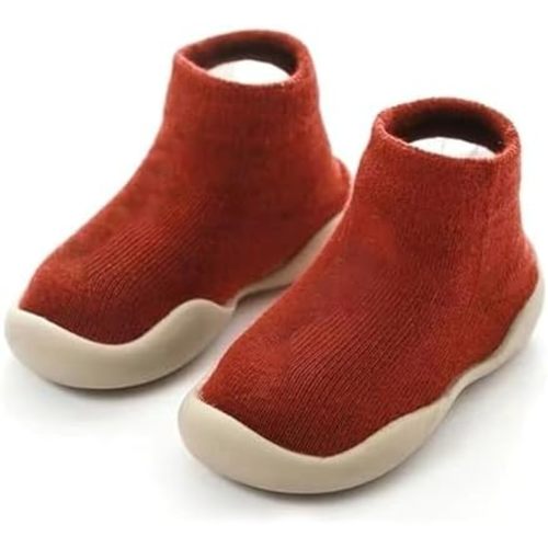 Simple Baby Toddler Sneakers Non-Slip Walking Shoes for Kids Boys and Girls. Stylish Indoor Outdoor Cotton Easy Pull-On Outerwear Shoes Socks