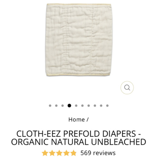 Cloth-eez Prefold Diapers - Organic Natural Unbleached